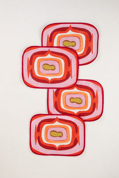 Landfall Ogee Mineral Red Table Mat (Set Of 4)
