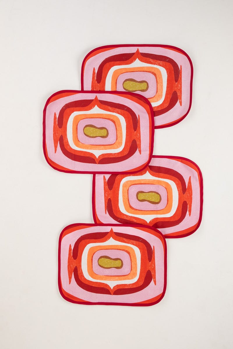Landfall Ogee Mineral Red Table Mat (Set Of 4)