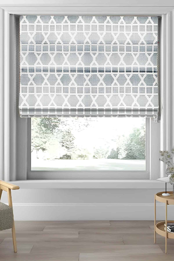 Lattice Cotton Drapes And Blinds (Grey)