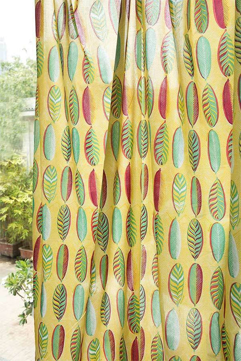 CURTAINS Leaf Alone Yellow Window Blinds In Cotton Fabric