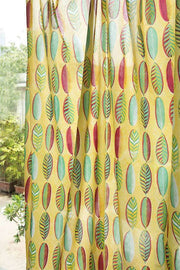 CURTAINS Leaf Alone Yellow Sheer Curtain (Pure Cotton)