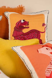 PRINT & PATTERN CUSHIONS Leo Valiant Ruler  Orange Cushion Cover (41 Cm X 41 Cm)