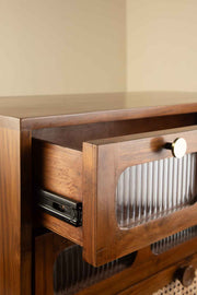 CHEST OF DRAWERS Luna Teak Wood And Wicker Chest Of Drawers