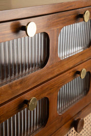 CHEST OF DRAWERS Luna Teak Wood And Wicker Chest Of Drawers