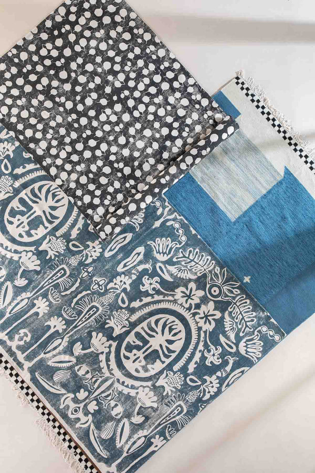 PRINT & PATTERN RUGS Madellion Tree Printed Rug (Indigo)