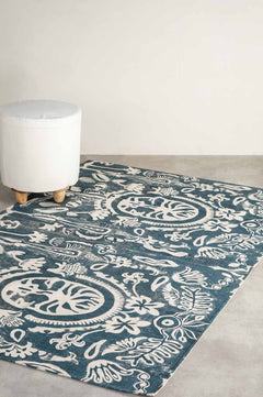 PRINT & PATTERN RUGS Madellion Tree Printed Rug (Indigo)