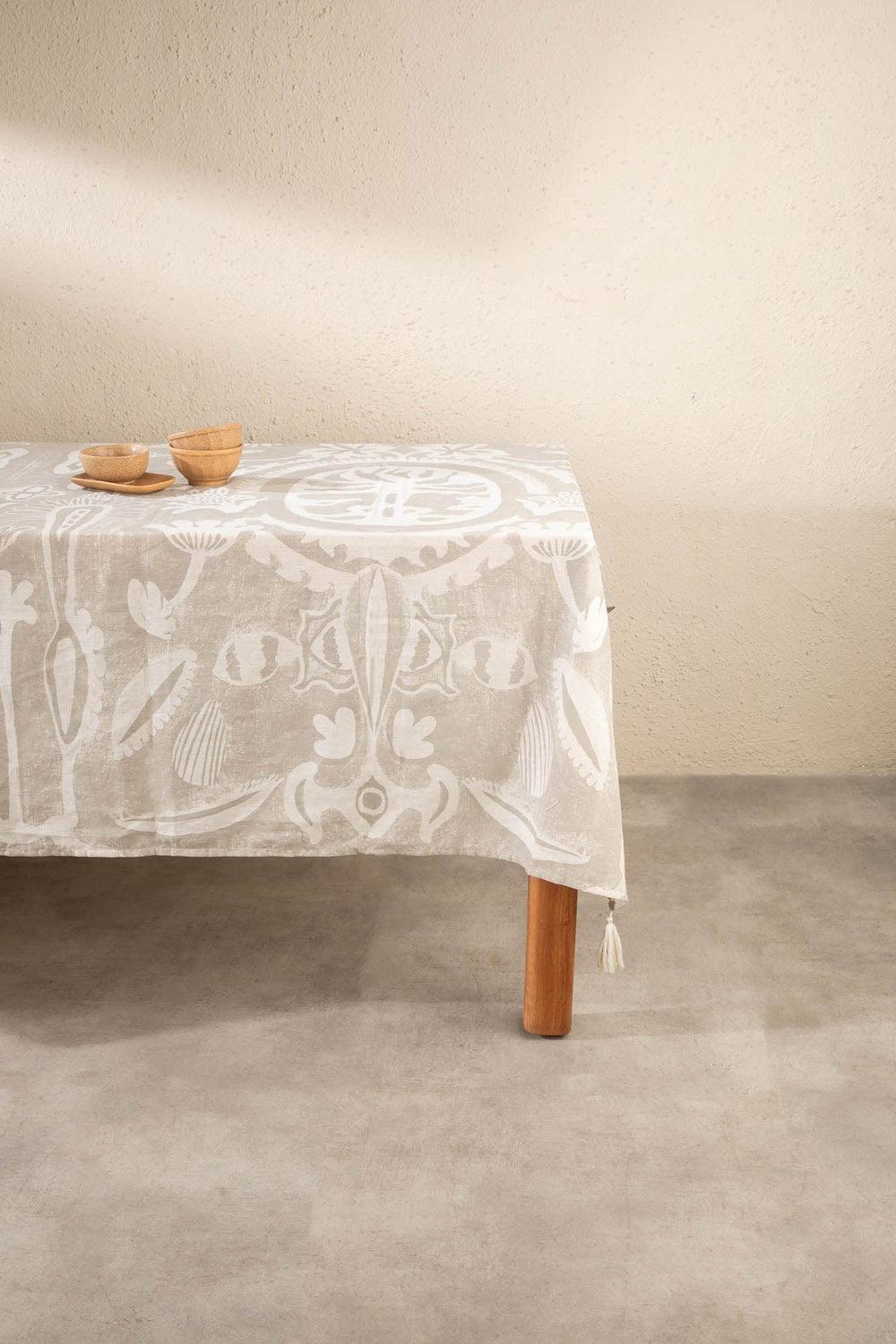 Medellion Tree Taupe Table Cover