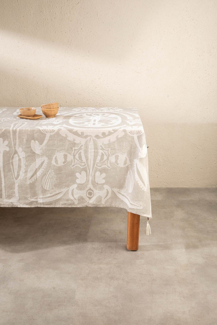 TABLE COVERS Medallion Tree Taupe Table Cover