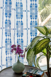 CURTAINS Madia Blue Window Curtain In Sheer Fabric