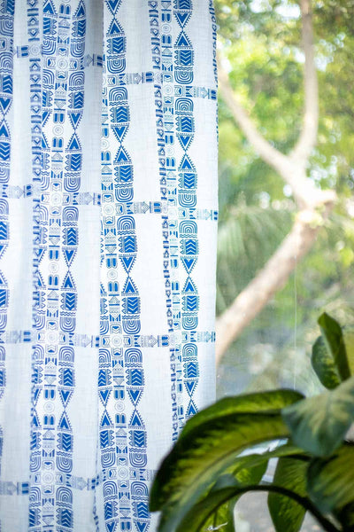 CURTAINS Madia Blue Sheer Curtain (Cotton Light Slub)