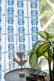 CURTAINS Madia Blue Sheer Curtain (Cotton Light Slub)