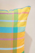 PRINT & PATTERN CUSHIONS Madras Checks Sun Yellow Cushion Cover (61 Cm X 61 Cm)