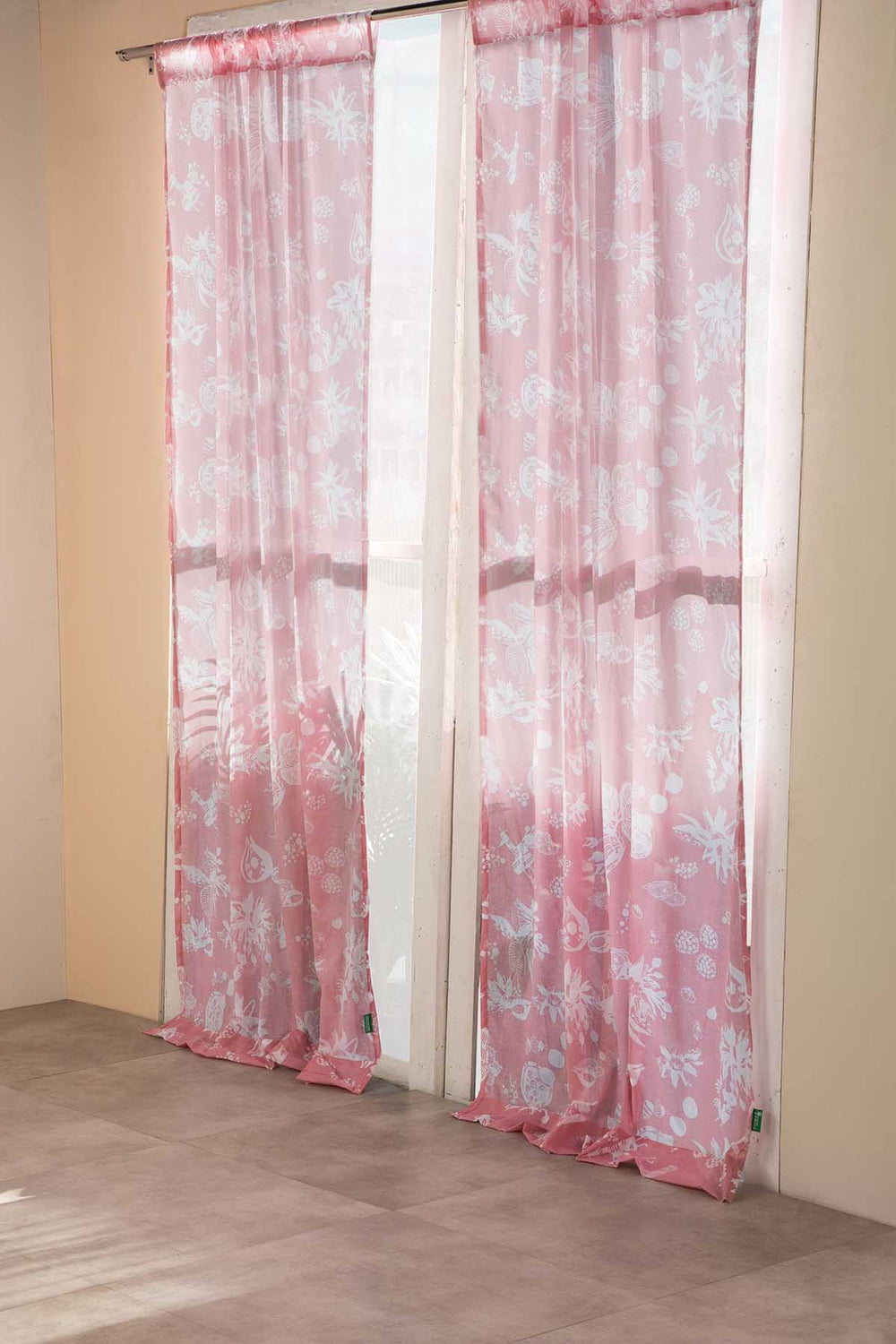 Mahua Pink Window Curtain In Sheer Fabric