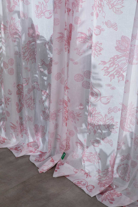 PRINT & PATTERN SHEER FABRICS Mahua White Sheer Fabric And Curtains