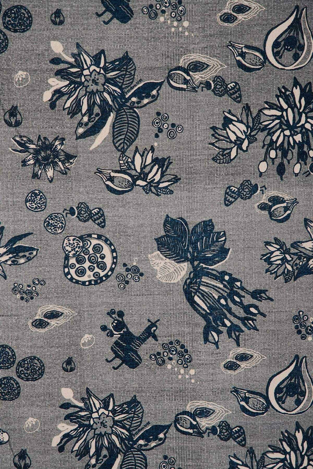 PRINT & PATTERN RUGS Mahua Pure Cotton Printed Rug (Grey And Blue)