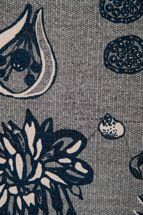 PRINT & PATTERN RUGS Mahua Pure Cotton Printed Rug (Grey And Blue)
