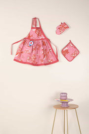 KITCHEN LINEN Mahua Pink And Brown Kids Cooking Apron