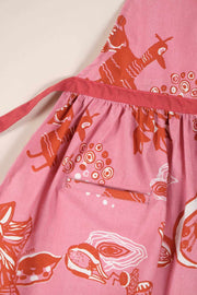 KITCHEN LINEN Mahua Pink And Brown Kids Cooking Apron