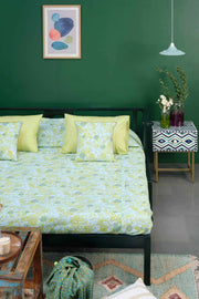 PRINT & PATTERN BEDCOVERS Majuli Pure Cotton Bedcover (Lime Green)