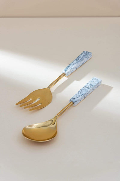 SERVING CUTLERY Marble Resin And Steel Pasta Spoon