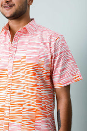 SHIRTS Marine Drive Printed Shirt (Pink And Orange)