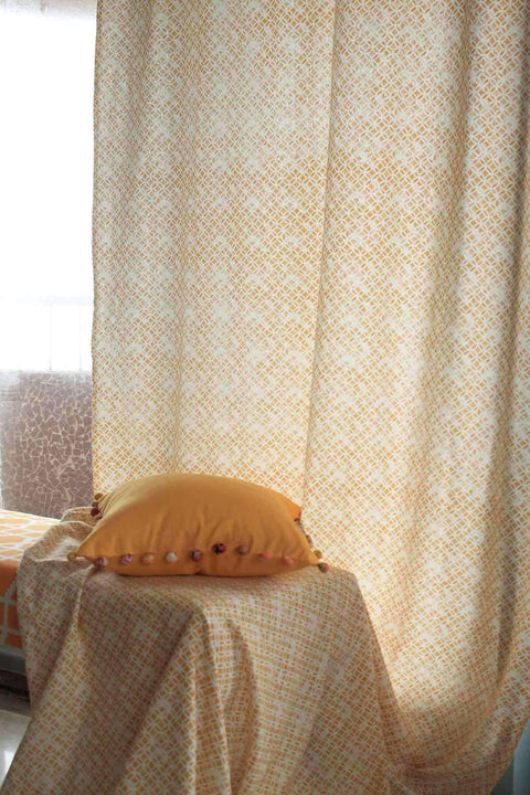 CURTAINS Maya Circle Cotton Drapes And Blinds (Yellow)