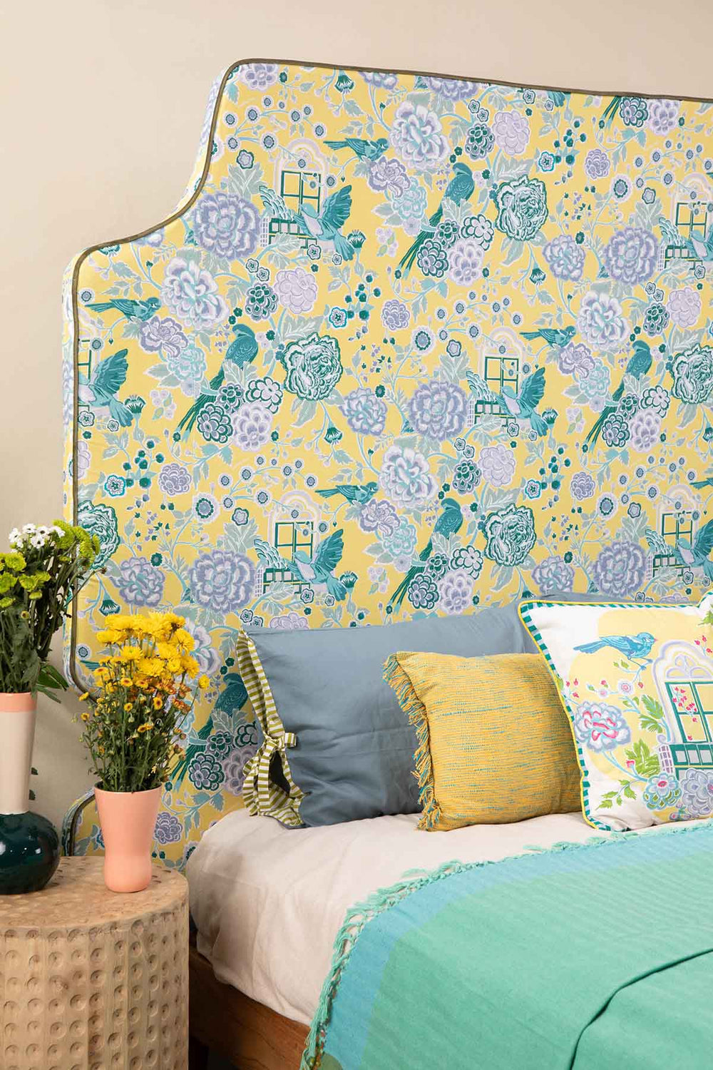 Damask Rose Yellow Fabric