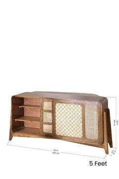 SIDEBOARDS Teak Wood And Wicker Sideboard