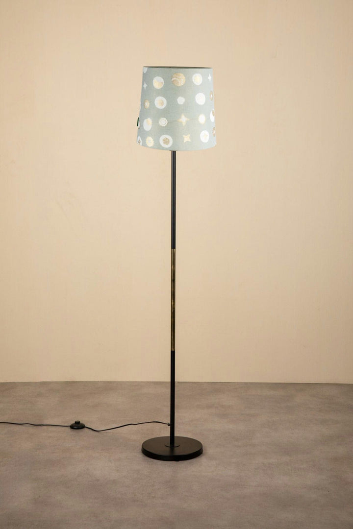 Midnight Slim Floor Lamp with Celestial Sky Taper Lampshade (Lunar Gold)