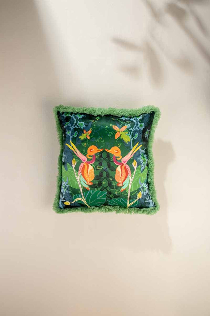 PRINT & PATTERN CUSHIONS Mimicry Blooms Forest Green Cushion Cover (46 Cm X 46 Cm)