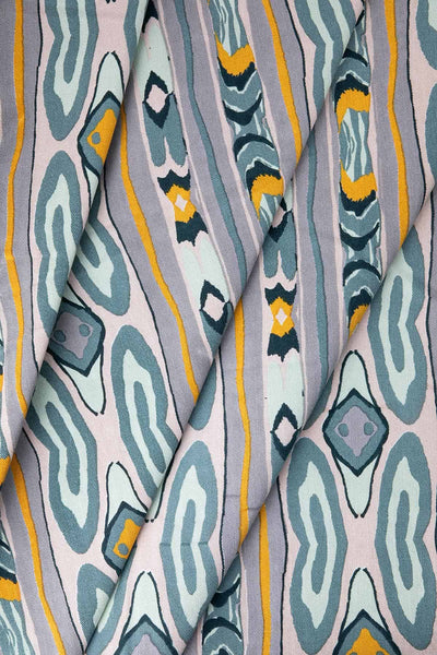 PRINT & PATTERN UPHOLSTERY FABRICS Mire Ikkat Printed Upholstery Fabric (Cuttack Grey)