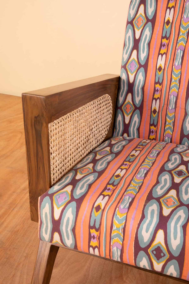 PRINT & PATTERN UPHOLSTERY FABRICS Mire Ikkat Printed Upholstery Fabric (Madder Multi)