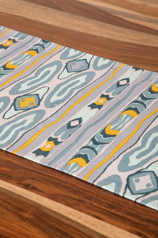 TABLE RUNNERS Mire Ikkat Cuttack Grey Table Runner