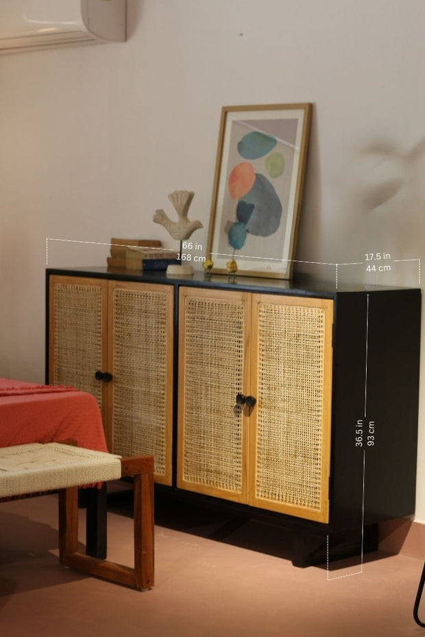 SIDEBOARDS Mod Teak Wood And Wicker Sideboard