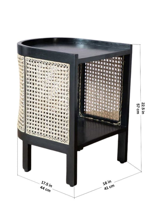 BEDSIDE TABLES Mod Wicker Bedside Table (Teak Wood And Wicker)