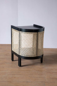 Mod Wicker Bedside Table (Teak Wood And Wicker)
