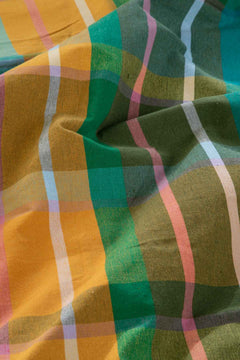 PRINT & PATTERN UPHOLSTERY FABRICS Modish Madras Sun Yellow Patterned Upholstery Fabric