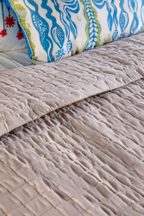 SOLID & TEXTURED BEDCOVERS Moira Sliver Sand Quilted Bedcover