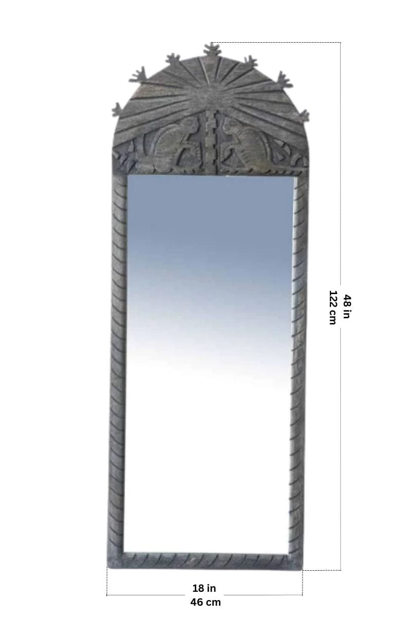 MIRRORS Monkii Palm Hand Carved Wall Mirror