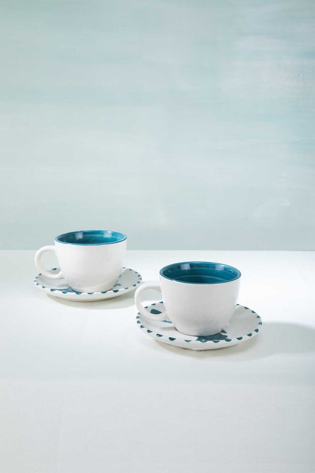 MUGS & CUPS Montane Ceramic Tea Cup And Saucer Set (Set of 2)