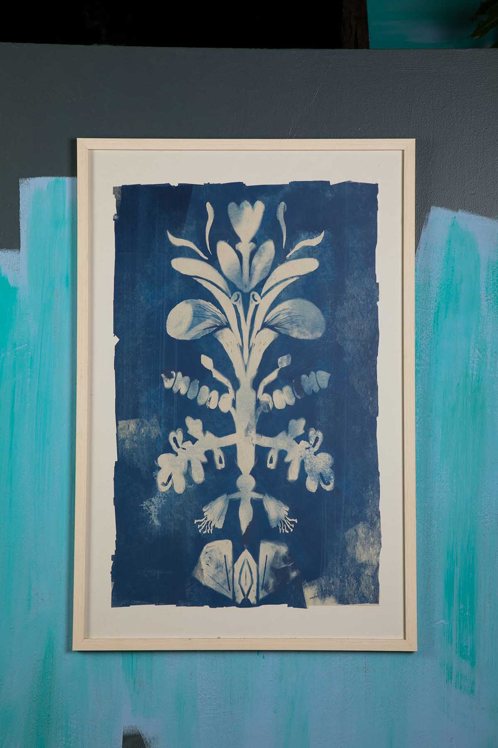 Montane Leafy Wall Art (Cyano Blue)