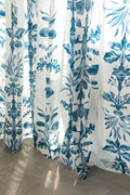 CURTAINS Montane Blue And White Sheer Curtain