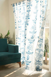 CURTAINS Montane Blue And White Sheer Curtain