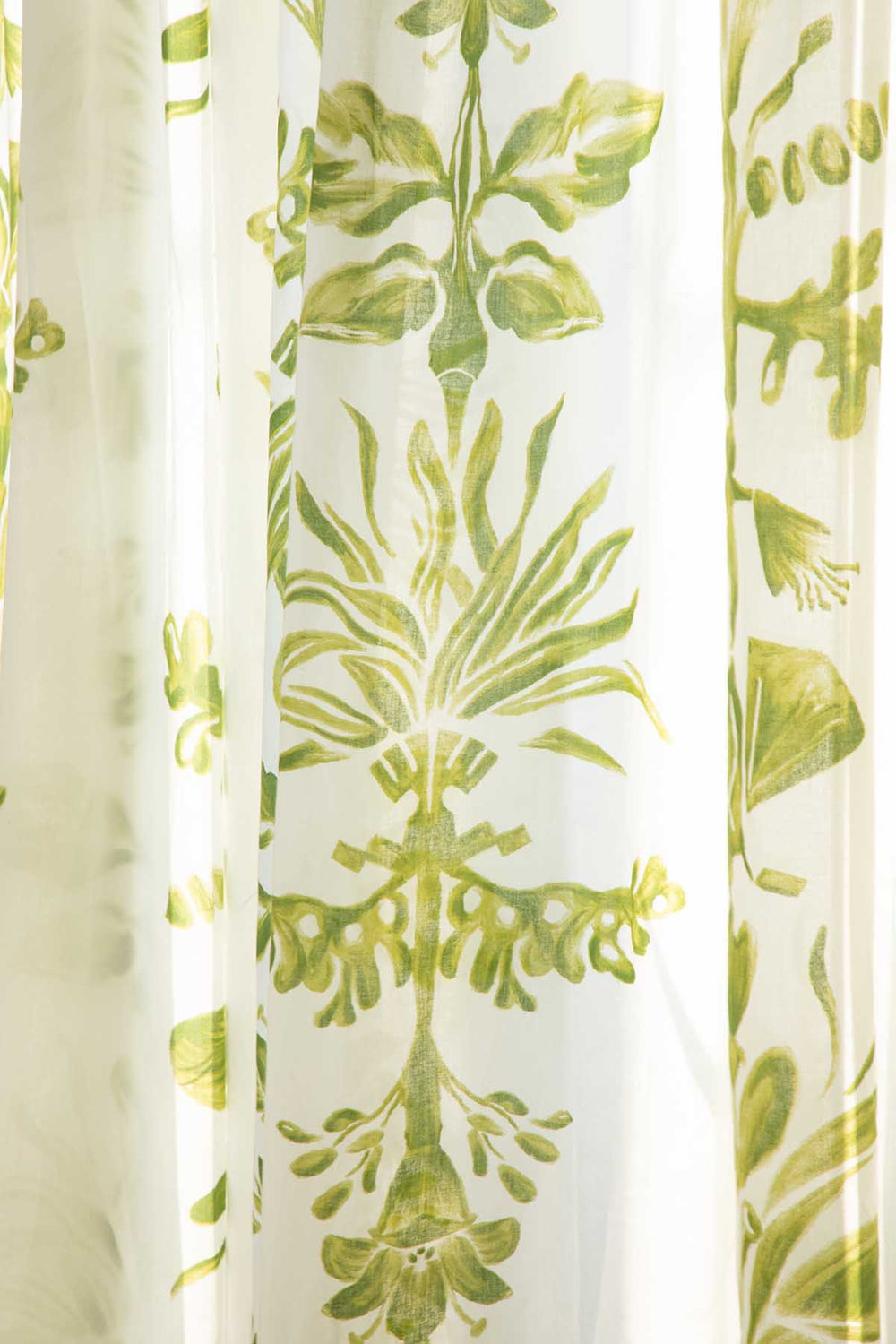 CURTAINS Montane Green And White Cotton Curtain And Blinds