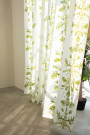 CURTAINS Montane Green And White Cotton Curtain And Blinds