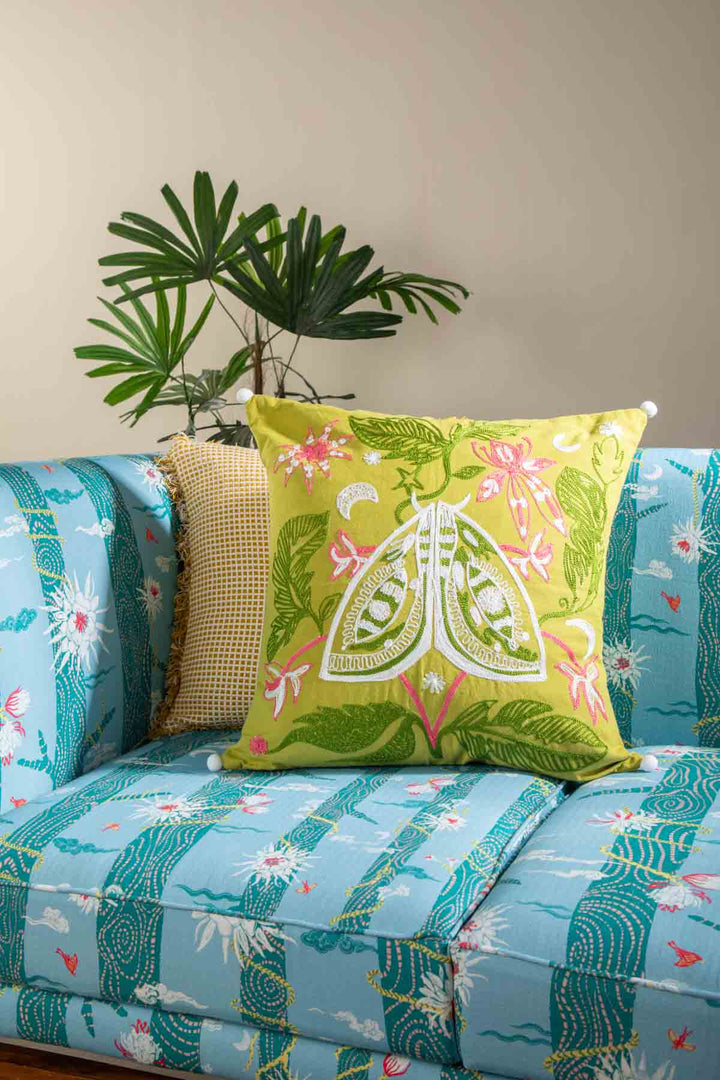 ACCENT CUSHIONS Moon Flyers Cushion Citron Green Cushion Cover (46 Cm X 46 Cm)