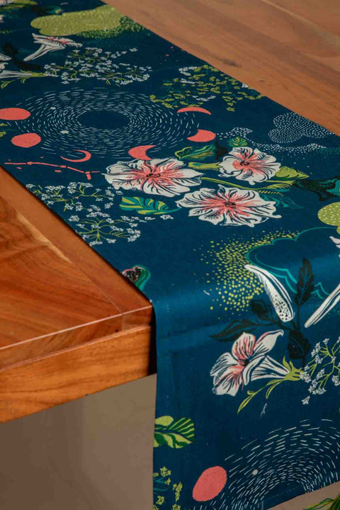 TABLE RUNNERS Moonflower Moonlit Blue Table Runner