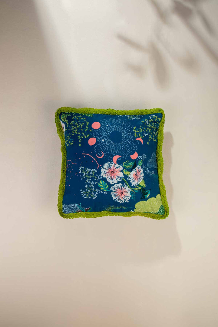 PRINT & PATTERN CUSHIONS Moonflower Moonlit Blue Cushion Cover (46 Cm X 46 Cm)