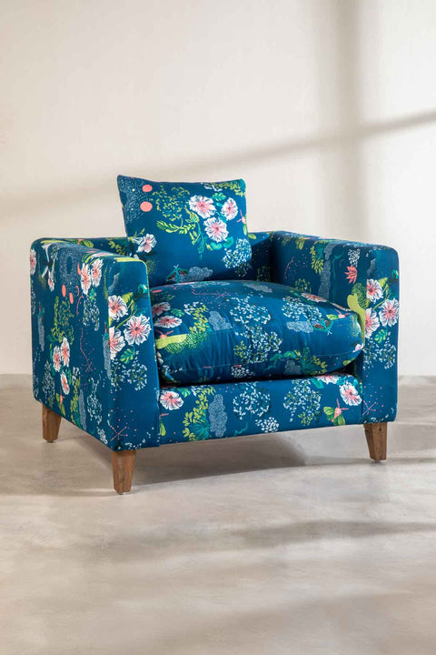 PRINT & PATTERN UPHOLSTERY FABRICS Moonflower Printed Upholstery Fabric (Moonlit Blue)