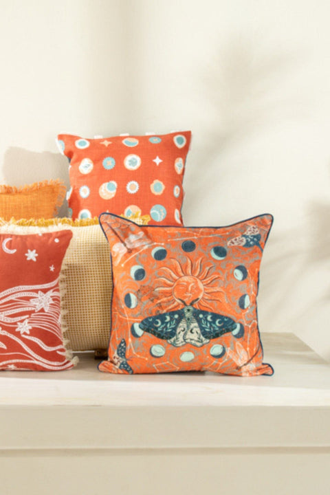 PRINT & PATTERN CUSHIONS Moth To Flame Orange Cushion Cover (46 Cm X 46 Cm)